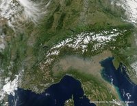 Satellite image of the Alps by NASA