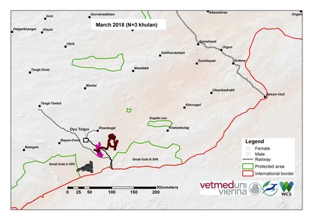 Karte von Khulan Wanderungen im März 2018