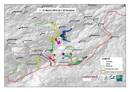 Map of wild ass movements in March 2014