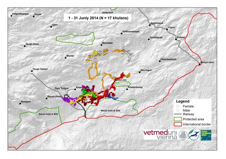 Map of wild ass movements in July 2014