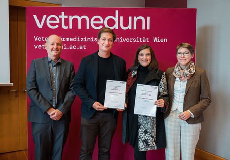 v.l.n.r.: Martin Wagner, Patrick Mester, Anna Sophie Ramsauer und Jessika Cavalleri. Foto: Thomas Suchanek/Vetmeduni