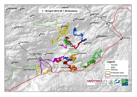 Map of wild ass movements in April 2014