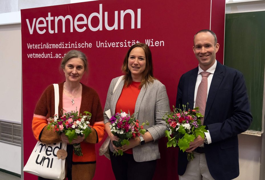 Claudia Bieber, Astrid Holzer und Lorenz Khol (v.l.n.r.), Foto: Thomas Suchanek/Vetmeduni