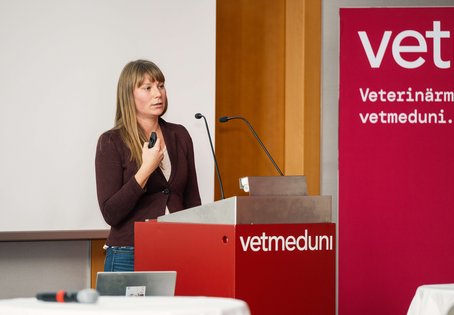 Viktoria Neubauer (Vetmeduni) sprach über das FFoQSI und dessen Beitrag zu einer nachhaltigen Lebensmittelproduktion.