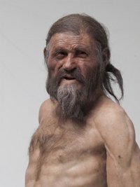 Foto einer bildlichen Rekonstruktion von Ötzi