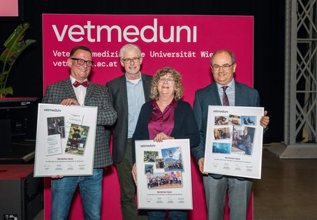 Gruppenbild Otto Doblhoff-Dier, Armin Saalmüller, Franz Schwarzenberger, Annemarie Käsbohrer