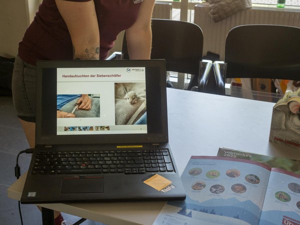 Laptop mit Bild von Siebenschläfern und Vetmagazin aufgeblättert